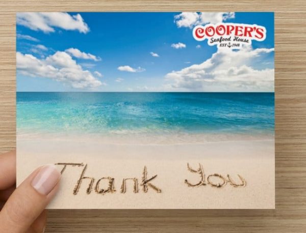 Thank you ocean card & Cooper's gift card