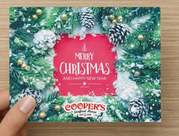 Christmas greeting card with Cooper's gift card