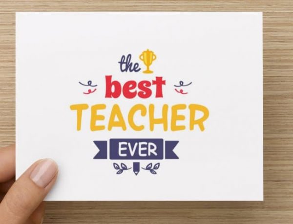 Best Teacher Ever card & Cooper's gift card