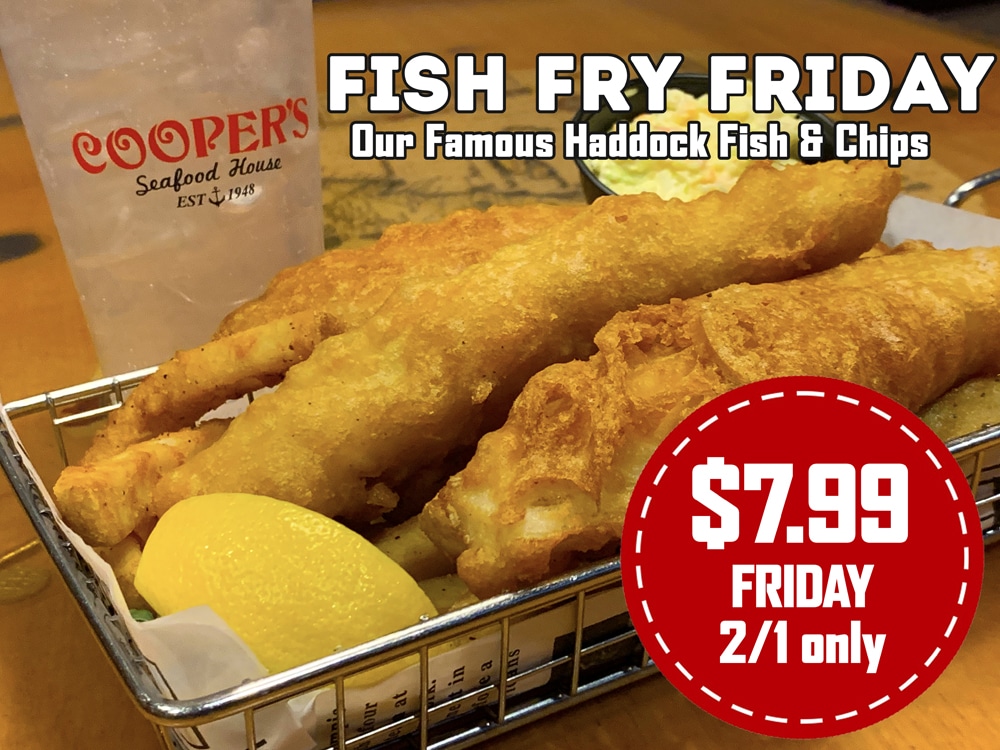 fish and chips special Coopers Seafood House