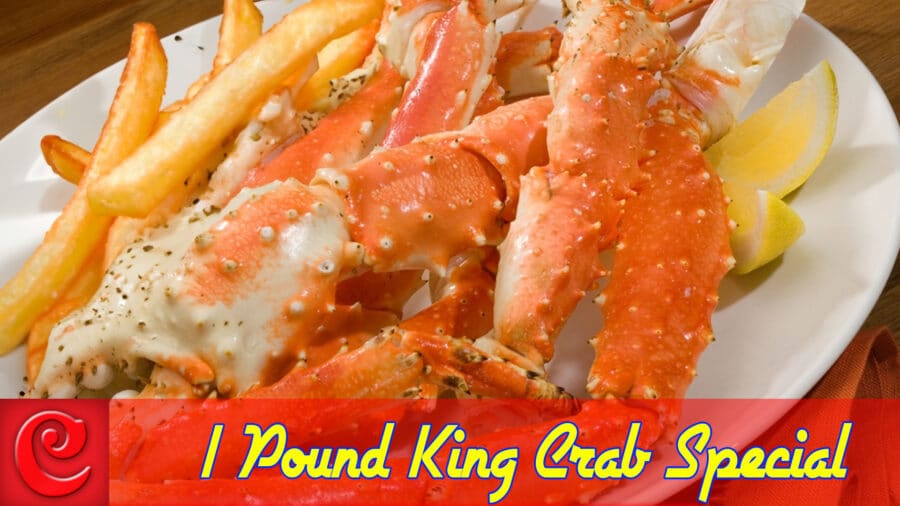 1 LB King Crab, Fries, Slaw, and Soup 24.95