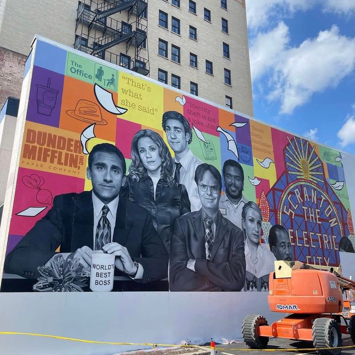 Lots of progress is being made on “The Office” Mural in D…