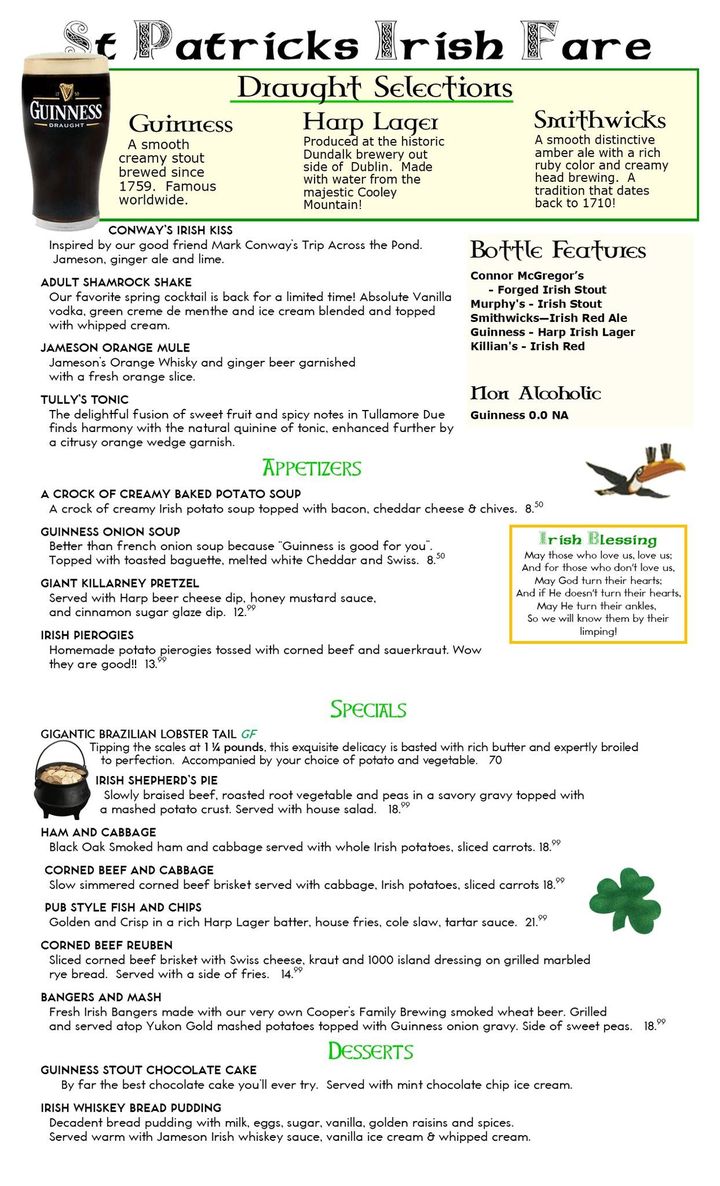 Irish Features Start Today at @Cooper’s Seafood House!  C…