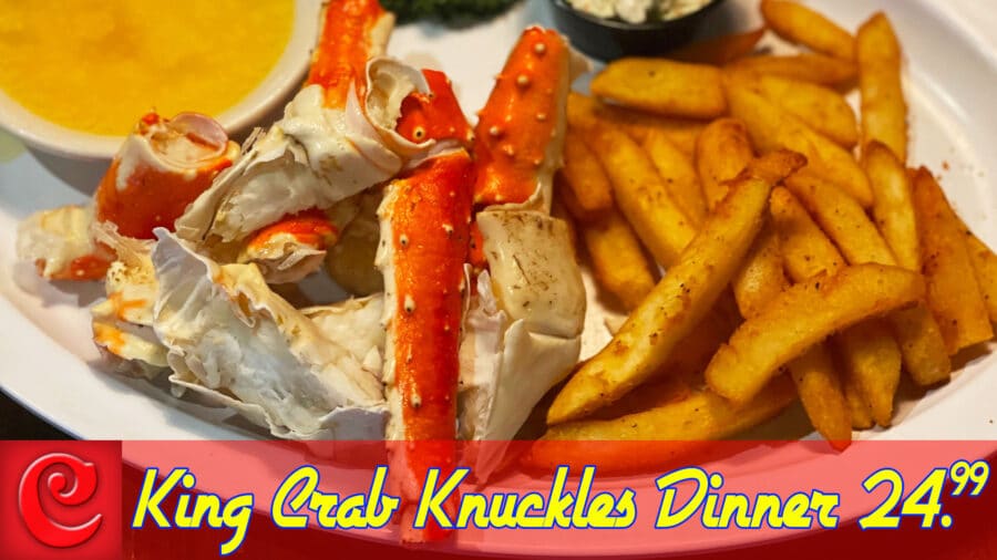 1 LB King Crab Knuckles & Legs, Fries, Slaw, and Soup 24.95