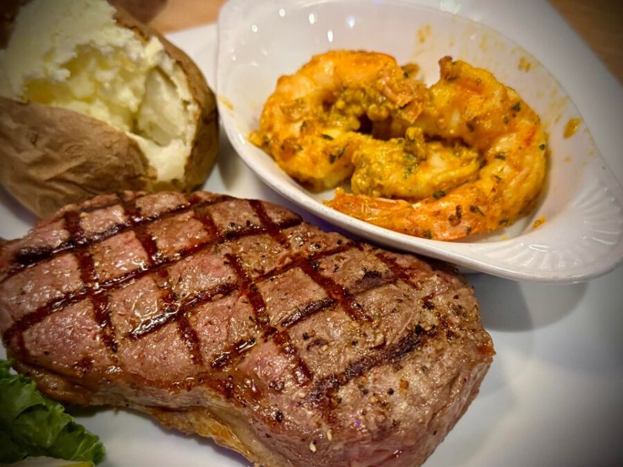 STEAKHOUSE RIBEYE WITH SAVORY PARMESAN SHRIMP 

A tender …
