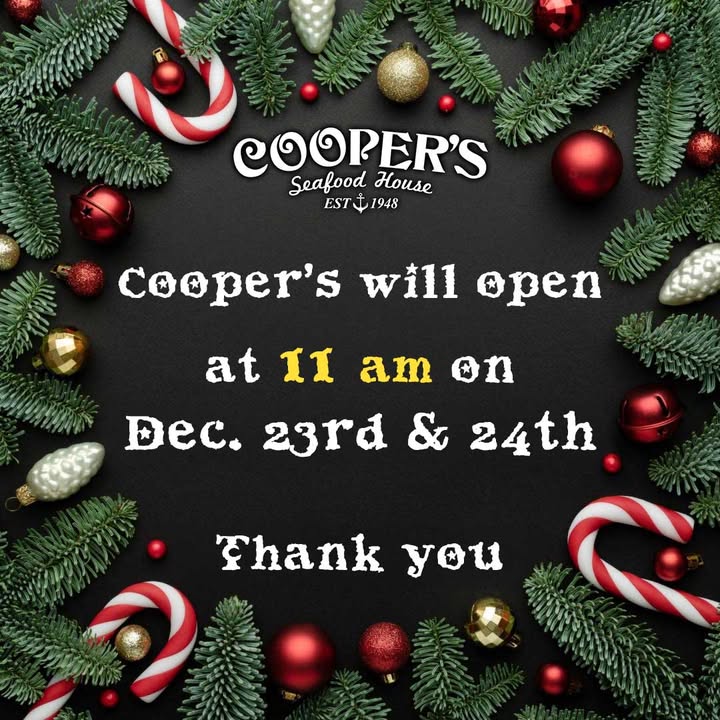 Holiday Dining at Cooper’s Seafood House! 

We’re making…