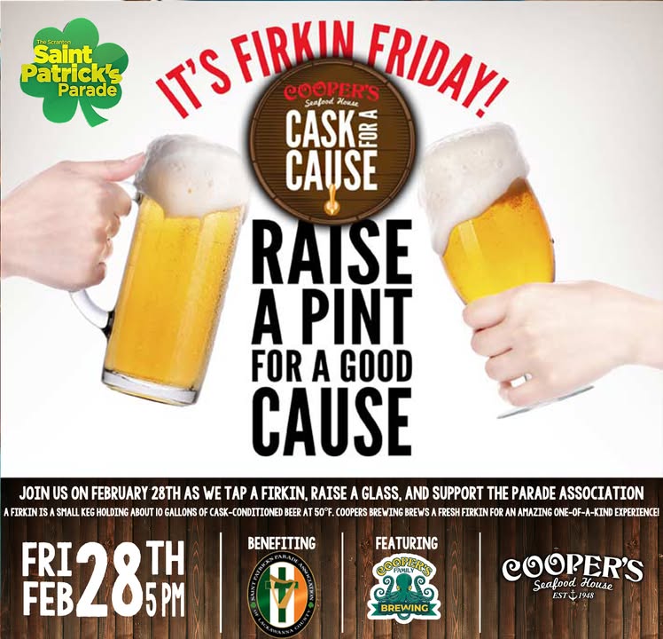 RAISE A PINT FOR PARADE DAY! 

Join us at Cooper’s Seafo…