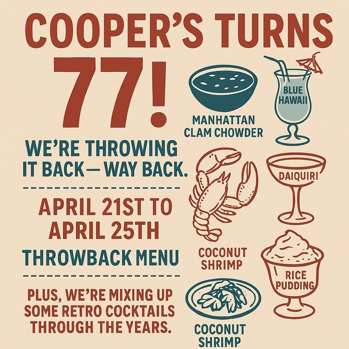 Cooper’s Turns 77!
We’re throwing it back — WAY back.
…