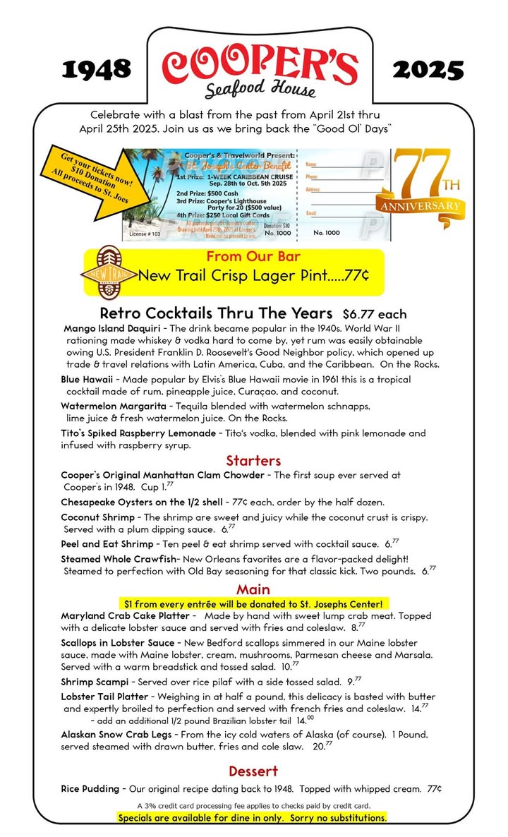 It’s Here! Our 77th Anniversary Throwback Menu!
We’re c…