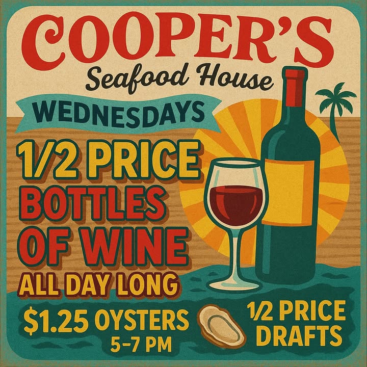 Wine Down Wednesday at Cooper’s! 

Ladies, cancel your p…