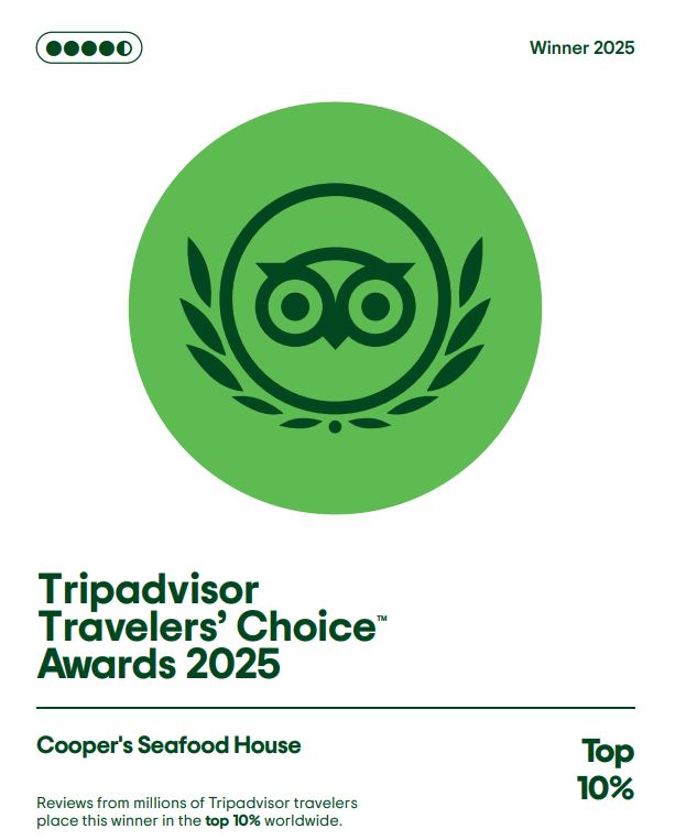 Cooper’s Seafood House Recognized as a Top-Rated Restaurant in the United States for 2025