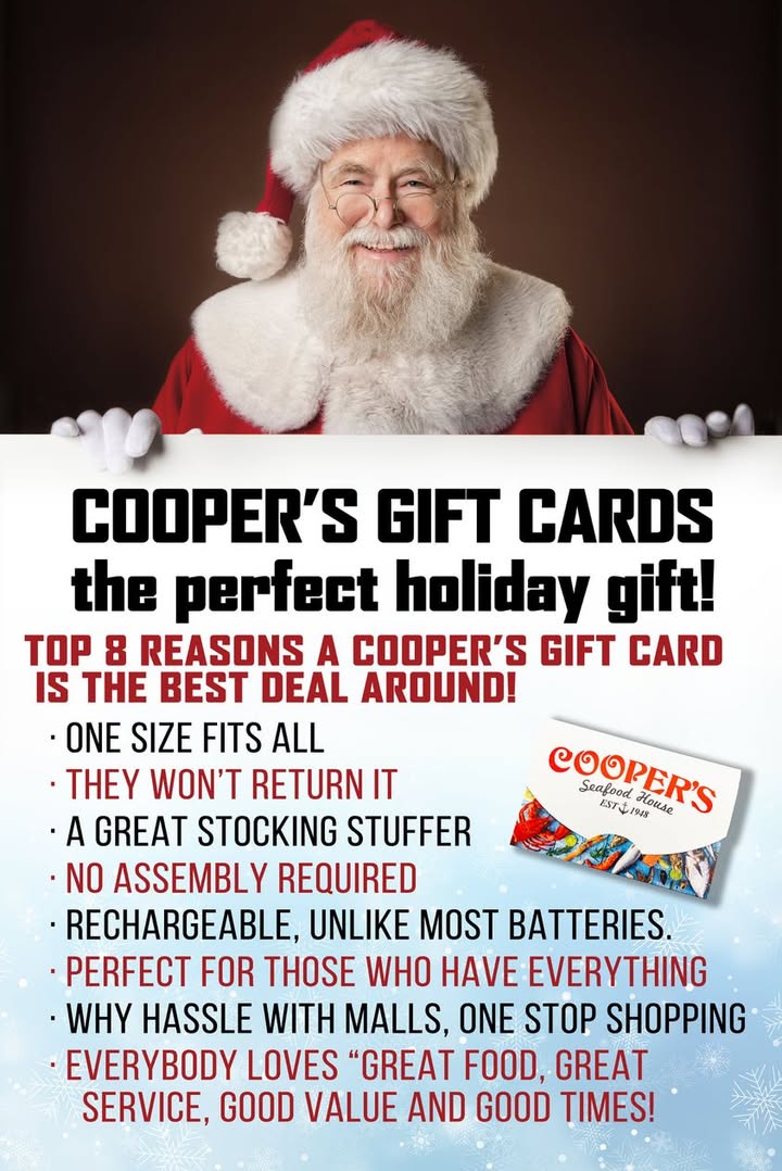 Santa’s Top 8 Reasons to buy a Cooper’s Gift Card  – http…
