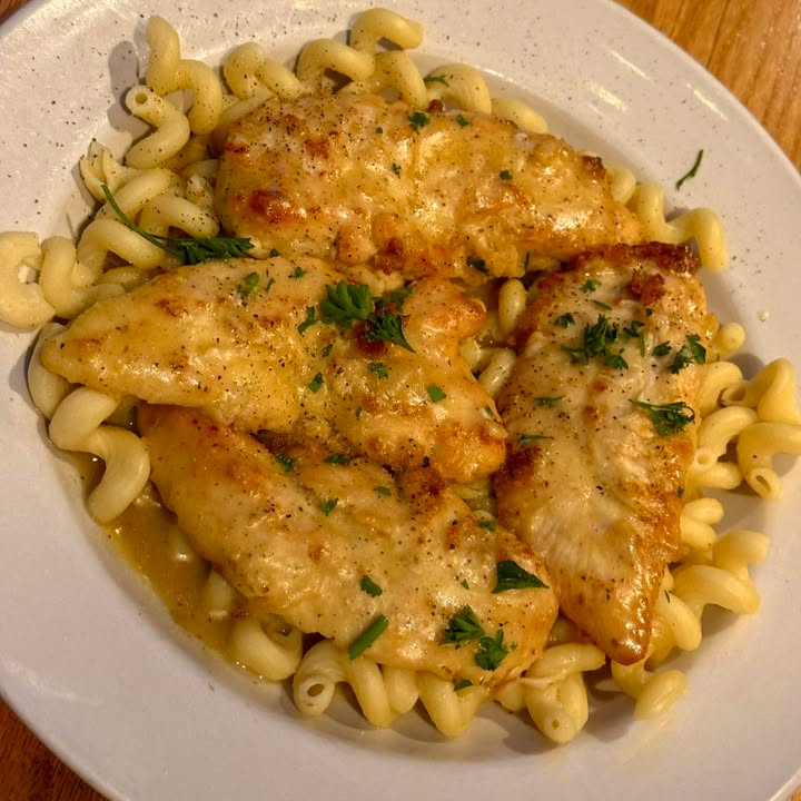 Chicken scampi over pasta… Delicious.