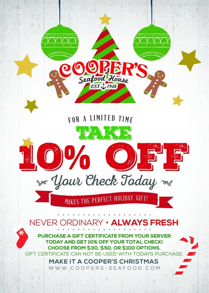 Eat Dinner. Save Money. Knock Out Christmas Shopping. 

…