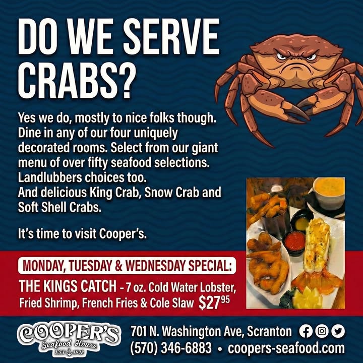 Yes, we serve crabs!  (Mostly to nice folks, though ).

S…